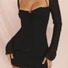 BabyDoll Zwarte chiffon halter mini-jurk