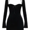Babydoll zwarte fluwelen halter mini-jurk