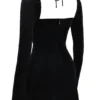 Babydoll zwarte fluwelen halter mini-jurk