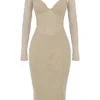Beatrice beige midi-jurk met korset