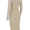 Beatrice beige midi-jurk met korset