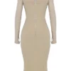 Beatrice beige midi-jurk met korset