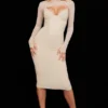 Beatrice beige midi-jurk met korset