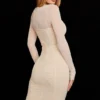 Beatrice beige midi-jurk met korset