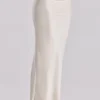 Beau Vintage ivoorkleurige satijnen gedrapeerde maxi-rok