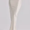 Beau Vintage ivoorkleurige satijnen gedrapeerde maxi-rok
