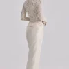 Beau Vintage ivoorkleurige satijnen gedrapeerde maxi-rok