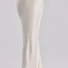 Beau Vintage ivoorkleurige satijnen gedrapeerde maxi-rok