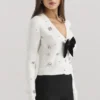 Beaubella Ivoor Zacht Mohair Versierd Vesten