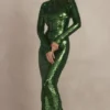 Belle Pine Green Sequin Maxi Jurk