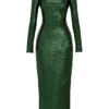 Belle Pine Green Sequin Maxi Jurk