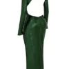 Belle Pine Green Sequin Maxi Jurk