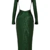 Belle Pine Green Sequin Maxi Jurk