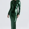 Belle Pine Green Sequin Maxi Jurk