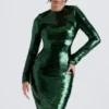 Belle Pine Green Sequin Maxi Jurk
