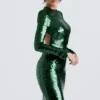 Belle Pine Green Sequin Maxi Jurk