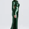 Belle Pine Green Sequin Maxi Jurk