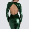 Belle Pine Green Sequin Maxi Jurk