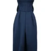 Bellina middernachtblauwe strapless midi-jurk met afneembare strikken