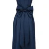 Bellina middernachtblauwe strapless midi-jurk met afneembare strikken