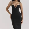Bellissima zwarte midi-jurk met sweetheart-hals