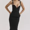 Bellissima zwarte midi-jurk met sweetheart-hals