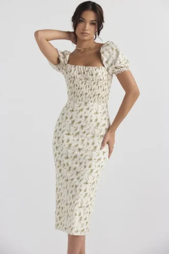 Bellucci Garden Print Shirred Zomerjurk