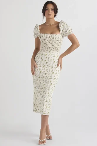 Bellucci Garden Print Shirred Zomerjurk