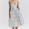 Bennett Engelse porseleinprint strapless zomerjurk