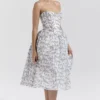 Bennett Engelse porseleinprint strapless zomerjurk