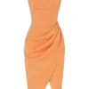 Bianca Tangerine satijnen geplooide korset midi-jurk