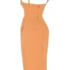 Bianca Tangerine satijnen geplooide korset midi-jurk