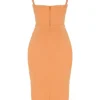 Bianca Tangerine satijnen geplooide korset midi-jurk