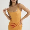 Bianca Tangerine satijnen geplooide korset midi-jurk