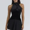 Blair zwarte fluwelen Body’s met strik – Limited Edition