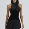 Blair zwarte fluwelen Body’s met strik – Limited Edition