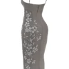 Blanca midi-jurk met rookkleurige kristallen