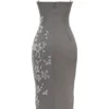Blanca midi-jurk met rookkleurige kristallen
