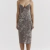 Blanca midi-jurk met rookkleurige kristallen