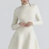 Bonnie Crème Merinowol Skater Mini-jurk