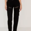 Breanna zwarte cargo-broek met vetersluiting