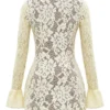 Brianna Buttermilk mini-jurk met knoopsluiting en kant