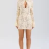 Brianna Buttermilk mini-jurk met knoopsluiting en kant