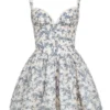 Brigitte mini-jurk met Engels porseleinprint en korset