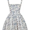Brigitte mini-jurk met Engels porseleinprint en korset