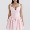 Brigitte Strawberry Shortcake Gingham Korsetten-Mini-jurk