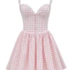 Brigitte Strawberry Shortcake Gingham Korsetten-Mini-jurk