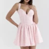 Brigitte Strawberry Shortcake Gingham Korsetten-Mini-jurk