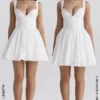 Brigitte witte katoenen mini-jurk met broderie anglaise als onderdeel van het korset