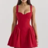 Bunny Holly rode crêpe mini-jurk